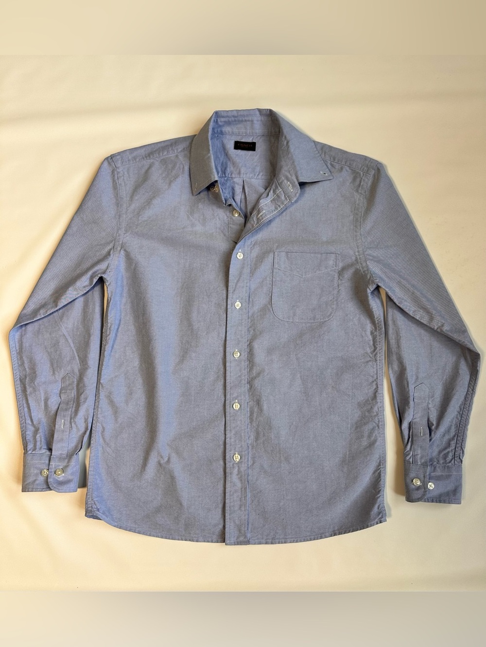 Coach Men's Light Blue Long-Sleeve Dress Shirt